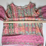 Easel Boho Ikat Butterfly Sleeve Tunic Top Medium Multicolor Festival Colorful Pink Photo 8