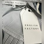 English Factory midnight blue/white striped pleated back tie ribbon mini dress Photo 7