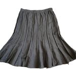 carole little  Women’s Linen Blend Pleated Embroidered Skirt Size 10 Taupe Summer Photo 0