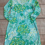 Lilly Pulitzer  Palmetto Dress Womens Medium Lagoon Green Wave Rider Cotton Photo 0