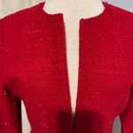 Adrianna Papell Women Vintage Red Beaded Blazer Jacket Button Closure Size 10 Photo 4