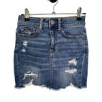 American Eagle Highrise Distressed Denim Mini Skirt Photo 0