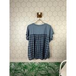 Pilcro Blue Mixed Media Blue Plaid Short Sleeve Cuffed T-Shirt - Size - Small Photo 5