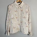 Kittenish Long Sleeve Floral Dreams Button Up Blouse Womens Small Ivory Boho Top Photo 4