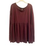 Free People  Babydoll Tunic Forever Your Girl Soft Knit Oversized Burgundy sz. S Photo 3