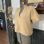 Olivia James The Label Elizabeth Tan Knit Cropped Puff Sleeve Top Photo 1