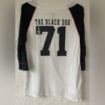 The Black Dog  Label white / black cotton, 3/4 sleeve, button up Henley top; M Photo 6