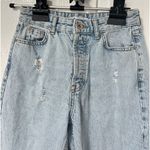 ZARA  High Rise button fly straight leg distressed denim jeans sz 4 Photo 3