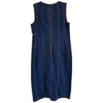 Sofia Denim Dress Women's Sz L Medium Wash Sleeveless Knee Length Slit Blue Size L Photo 3
