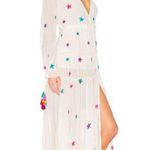 NWT Rococo Sand Stellar Star Sequin Chiffon Boho Maxi Dress White Womens Size XS Photo 1