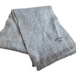 Courtelle Paris France Embroidered Fringe Scarf Neutral‎ Gray Photo 0