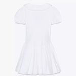 ZARA NWT white gaberdine cotton bubble hem drop waist short sleeve mini dress Photo 5