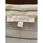 Olivaceous  Blue White and‎ Gray Striped Tie Front Button Down Blouse M Photo 6