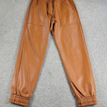 French Connection Crolenda Faux Leather Joggers Womens 6 Tan Orange Paperbag Photo 0