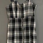 Forever 21  Black White Checkered Full Zip Adjustable Straps Fall Dress S Photo 0