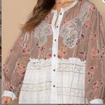 POL Velvet Burnout Lace Combo Embellished Tunic in Beige Combo sz medium Photo 3