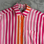 Beach Riot Alexa Button Down Shirt Long Sleeve Striped Cover Up Pink Orange L/XL Photo 3