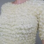 Vintage 90s Light Yellow Bubble Popcorn Shirt Size M Photo 3