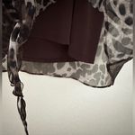 Lafayette 148  NY SHORT PUFF sheer SLEEVE RUFFLED LINED ANIMAL PRINT BLOUSE 10 Photo 6