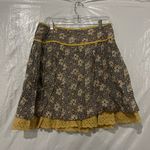 Angie  Tan Floral Lace Trim Mini Skirt Size Medium Photo 3