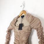 NWT Michael Costello REVOLVE Franky Mini Dress Taupe Size XS Ruched Long Sleeve Tan Photo 6