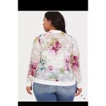 Torrid White &Pink Floral Lace Bomber Jacket Spring Summer Casual Size 0 Photo 2