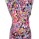 Anne Klein Confetti Geo Abstract Button Tie V-Neck Cap Sleeve Career Luxe XL Photo 0