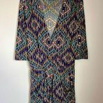 Veronica M  Womens Kimono Shorts Romper Multi Color Geometric Print Stretch Small Photo 0