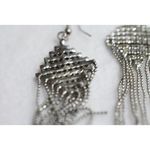 Holiday Party Crystal Chandelier Tassel Dangle Silver Tone Hook Glam Earrings Photo 2