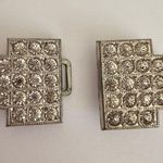 Vintage Art Deco Rhinestone Belt Buckle Clasp Silver Tone metal Photo 0