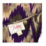 Parker  Silk Blouse or Mini Dress Size L Purple Chevron Bell Flare Sleeve Cut Out Photo 2