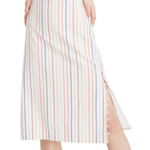 Madewell button slit midi skirt in flecked rainbow stripe Photo 0
