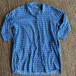 ZARA  blue and white leaf print cotton shirt tunic dress Photo 0