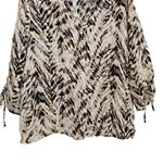 JM Collection  Linen V-Neck Button Down Shirt Womens Size 14 Ruched Sleeve Brown Photo 5