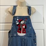 Christopher & Banks Women's snowman winter holiday denim overalls vintage Y2K medium Photo 1