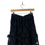 Shyanne Diamond Embroidered Mesh Tiered Ruffle Midi Skirt Womens XS Black Lace Photo 3