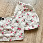 Lulus  Cute Smocked White Floral Print Puff Sleeve Crop Top Size S Photo 4