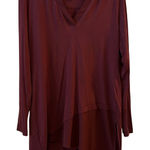White House | Black Market  Womens Burgundy V Neck Asymmetrical Tunic Top Size S Photo 0