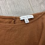 Miou Muse Brown Crop Top Button Back Short Sleeve Blouse‎ Size M Size M Photo 3