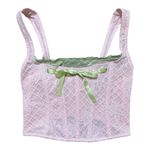 Urban Outfitters | Pink & Green Out From Under Aster Lace & Ribbon Corset Tank Top Photo 0