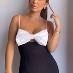 ZARA black bodysuit white bow top blouse Photo 4
