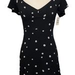 Abound NWT  Black White Daisy Floral Print Babydoll Mini Dress Short Sleeve New Photo 2