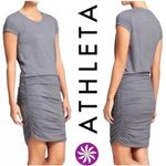 Athleta Women's Topanga Ruched T-Shirt Grey Short Sleeve Athleisure Dress SZ S Photo 1