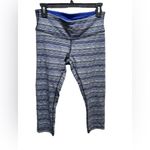 Lululemon  Blue white and black Striped cropped capri wunder under Leggings Photo 5