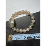 Women's Smokey Quarts Crystal Stone Beaded Stretchy Slip On Statement Bracelet Gray Photo 3