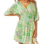 Lilly Pulitzer Lilly‎ Pulitzer Romper Women Medium Green Pink Floral Parigi Dress Preppy Boho Photo 0