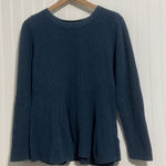 J Jason Wu Peplum Sweater M QVC Rib Knit Flared Hem Navy Blue Cotton Blend Size M Photo 0