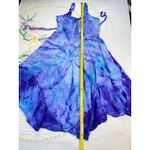 Sapogee Made in India Tie Dye Dress Lace Up Free Size Midi Purple Blue Rayon Size M Photo 6