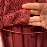 Vintage 70’s glam boho burgundy crochet top open shoulder maxi dress tie belt Red Size XS Photo 5
