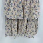 Storia  boho short sleeve floral beige ruffle smocked preppy midi dress sz medium Photo 6